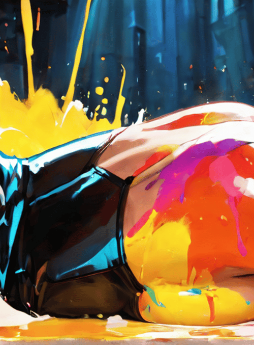 woman, paint, splash, body, art
