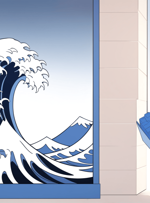 wave, character, brick