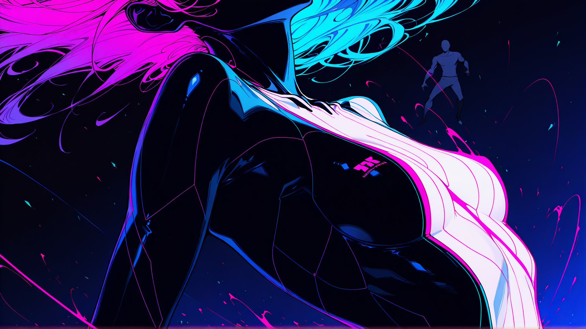 AI generated wallpaper featuring woman, silhouette, hair
