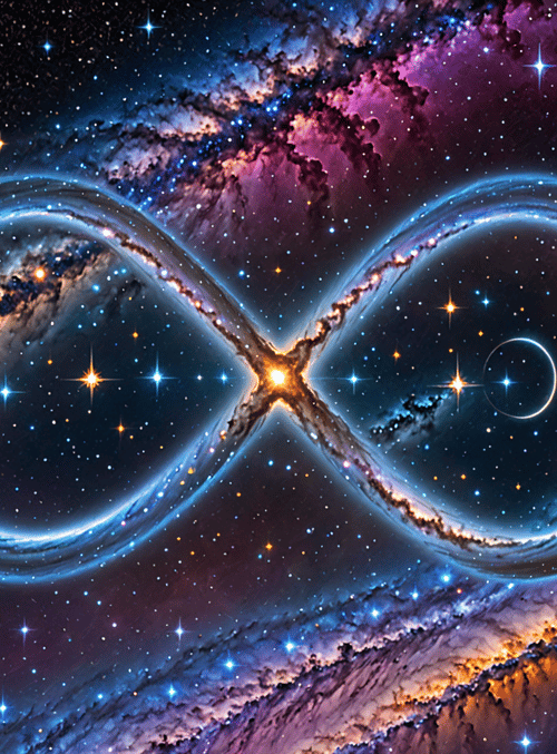 infinity symbol, galaxy, stars