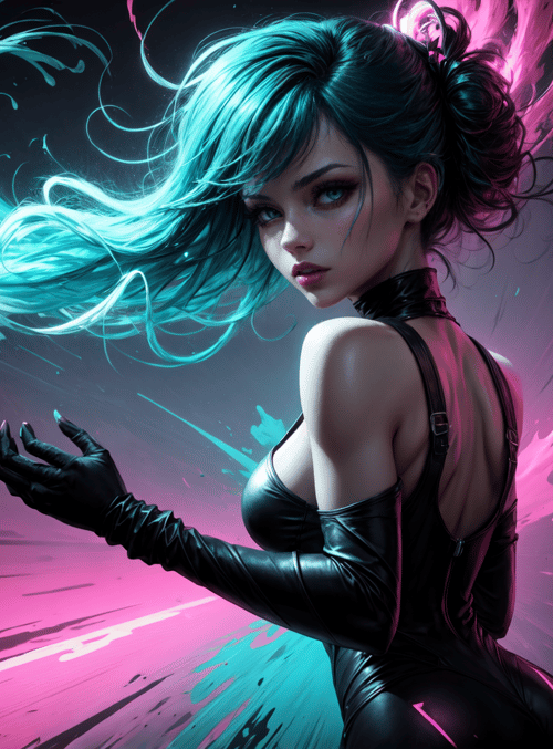 woman, cyberpunk, gloves