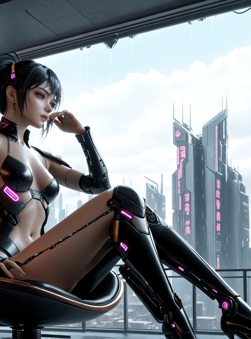 cyberpunk woman, mechanical outfit