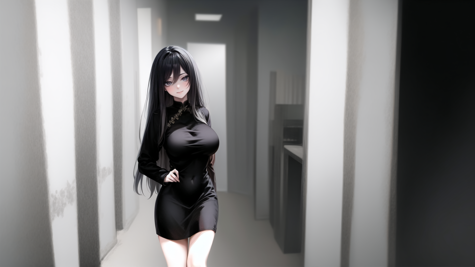 AI generated wallpaper featuring anime, woman, dress