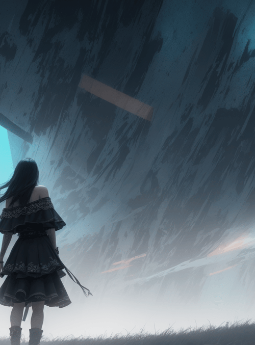 girl, ruins, sword