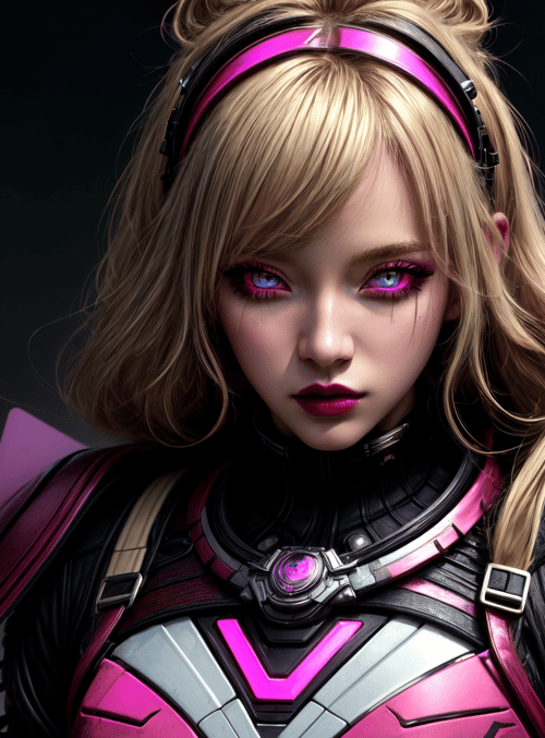 woman, cyborg, character, helmet, armor, sword, headband, hair, goggles, ear