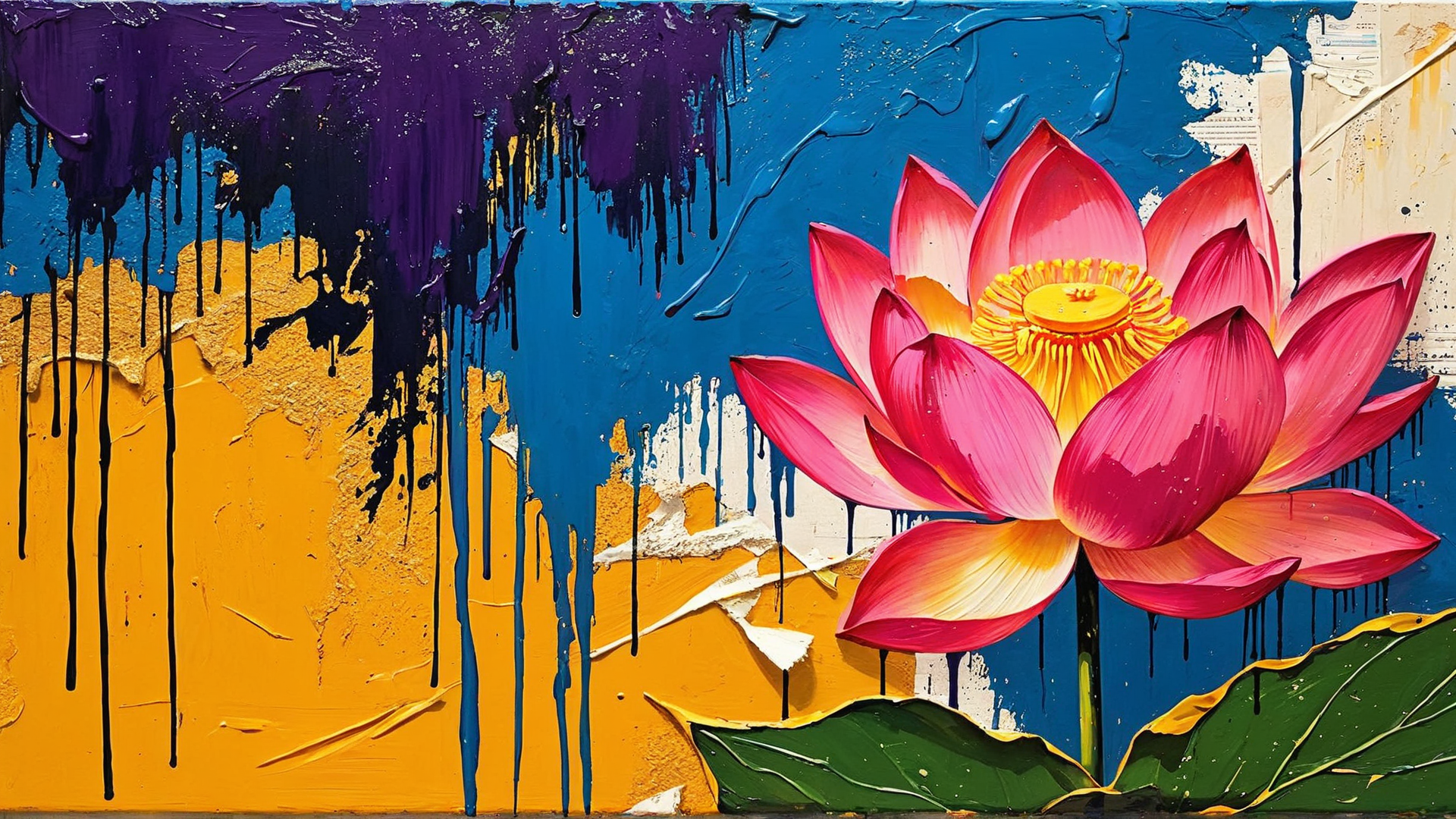 AI generated wallpaper featuring lotus, flower, painting, art, wallpaper