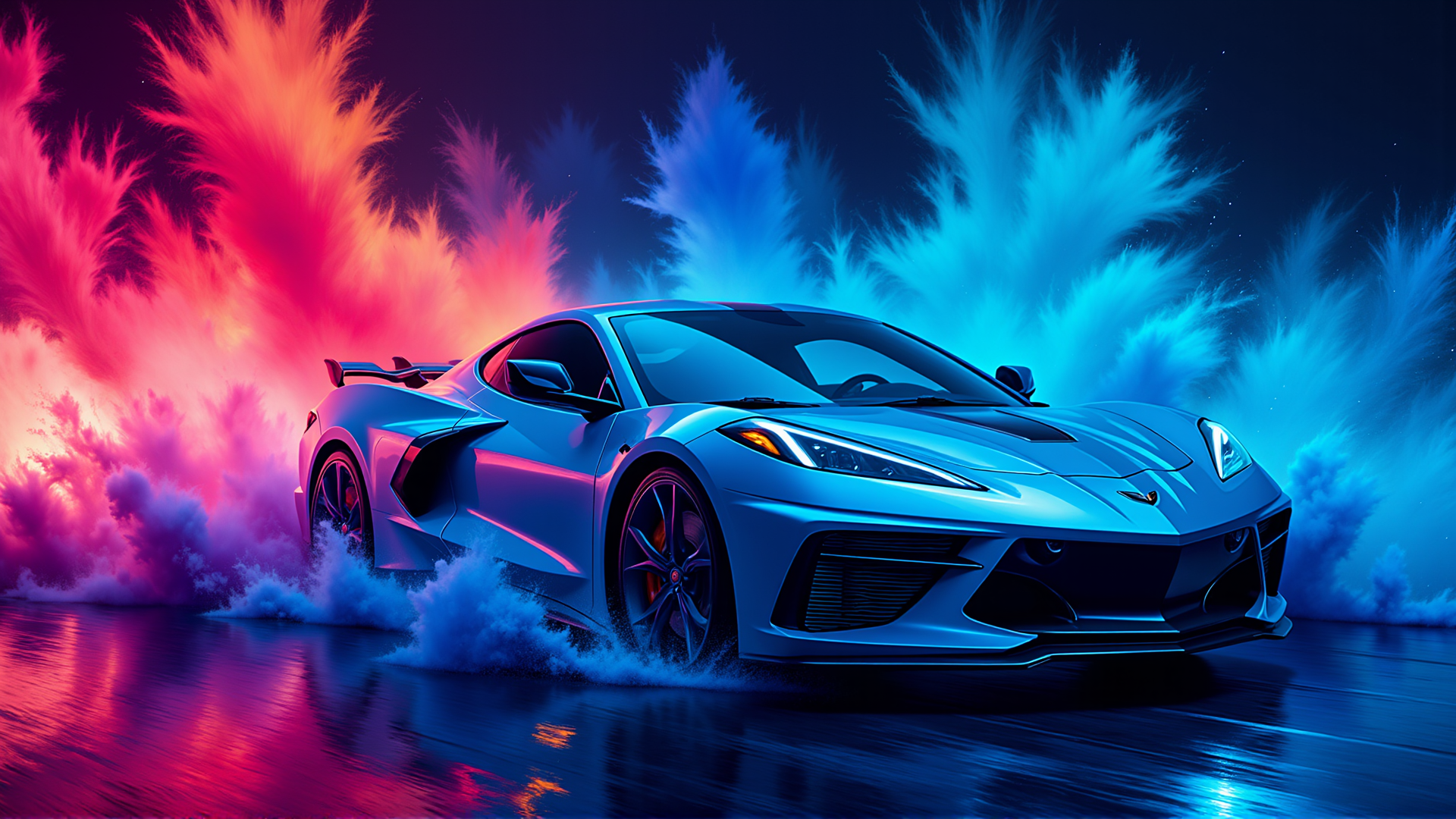 AI generated wallpaper featuring car, sports car, supercar