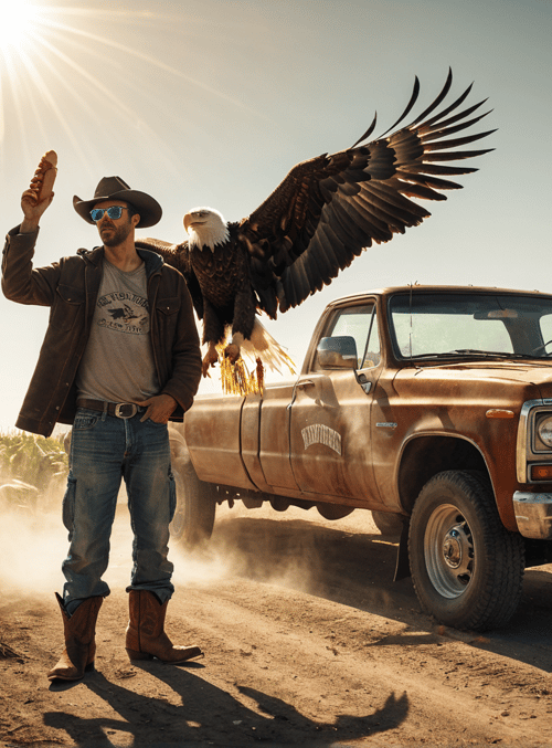 man, eagle, truck