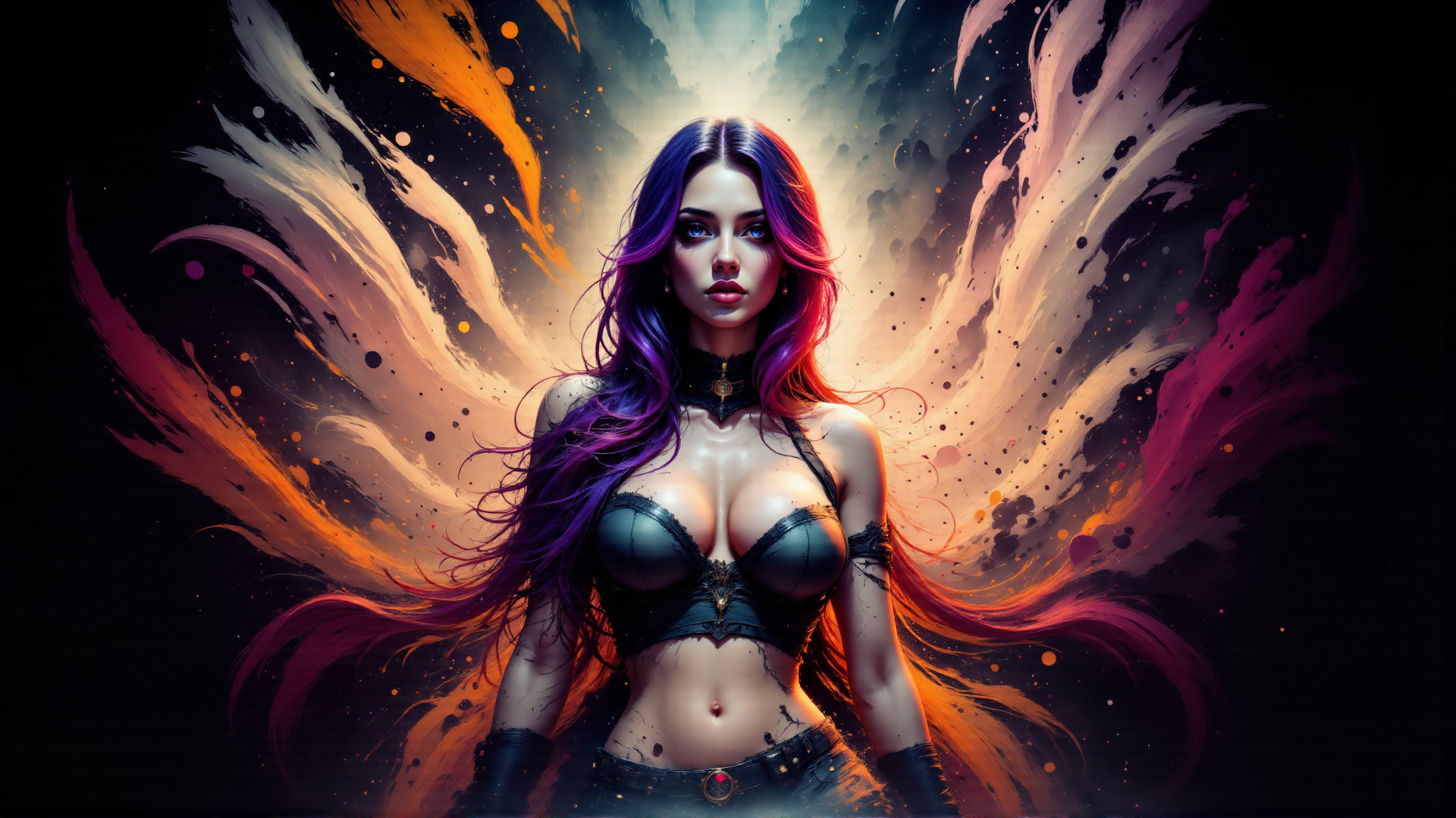 AI generated wallpaper featuring woman, painting, artwork