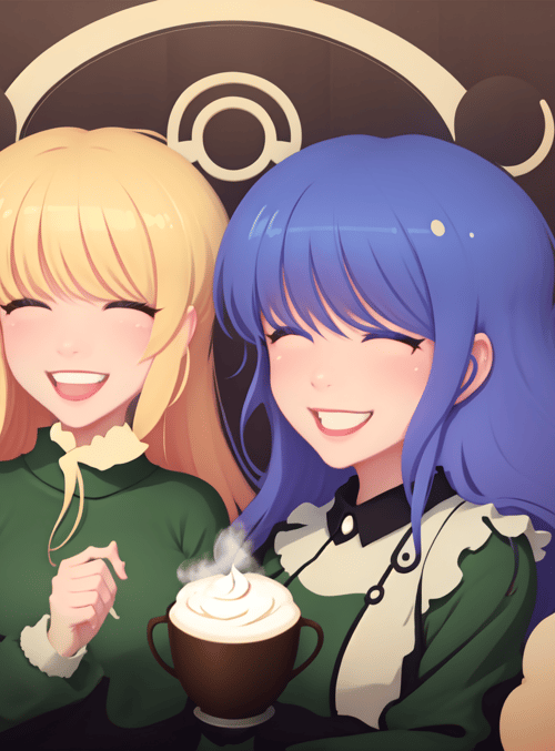 girl, anime, friends, coffee