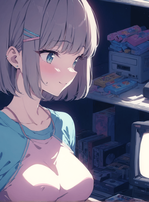 girl, retro gaming, anime