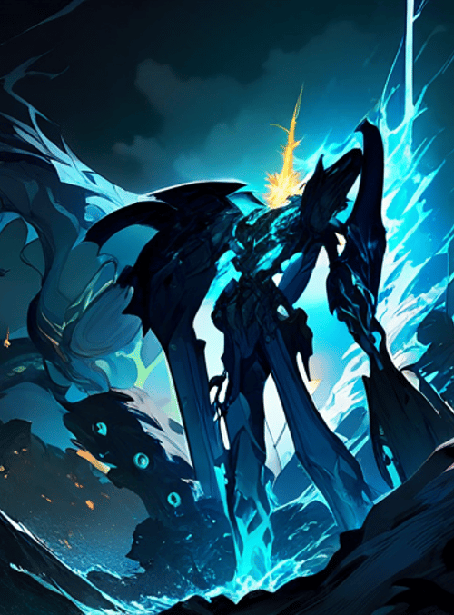 mech, dragon, swords