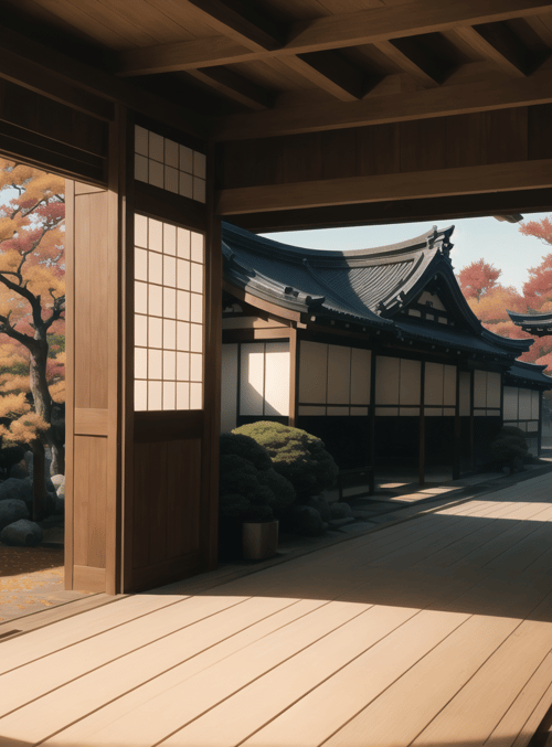 japanese, house, garden, tree