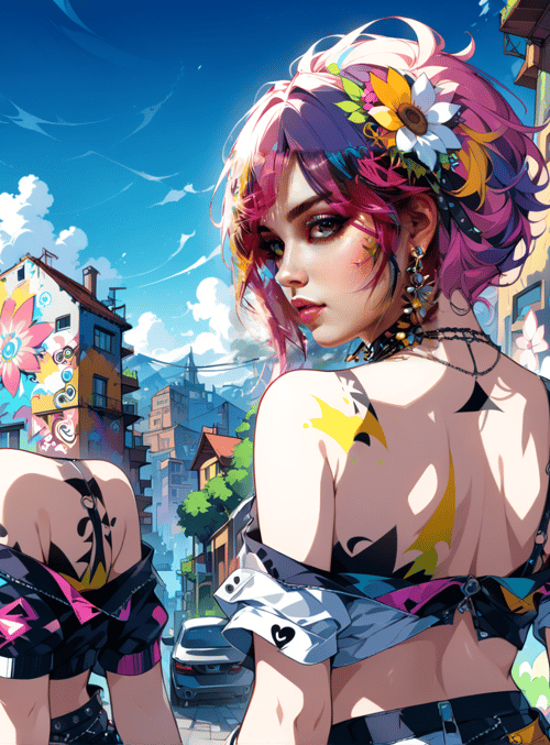 woman, street, graffiti