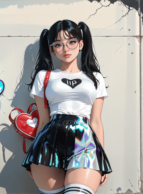 girl, puzzle, sleeveless, sleeveless, glasses, bunny, sweater, shoe, heart, skirt