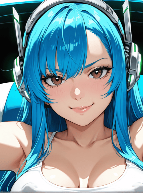 girl, cyberpunk, pilot, headphones, hair, spacesuit, arms, seat, technology, glasses