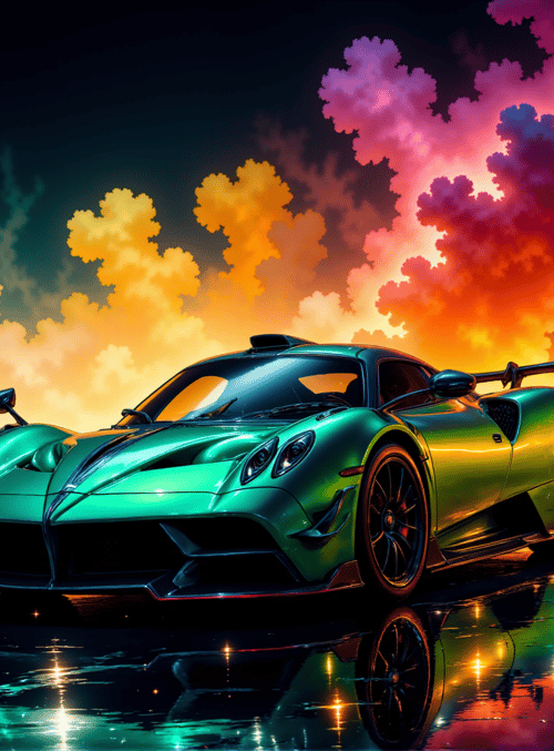 sports car, car, super car, reflection, clouds