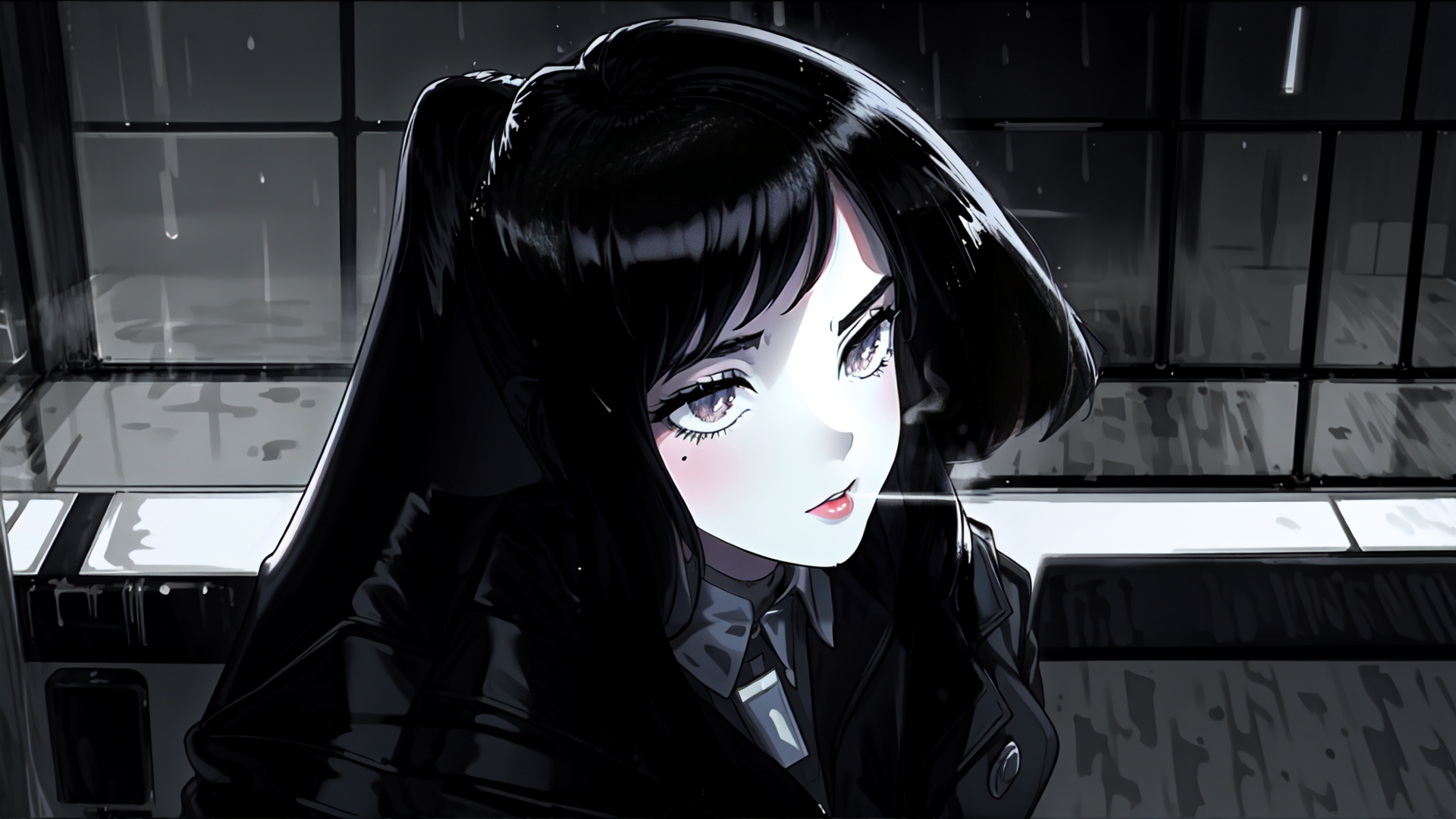 AI generated wallpaper featuring girl, anime, woman