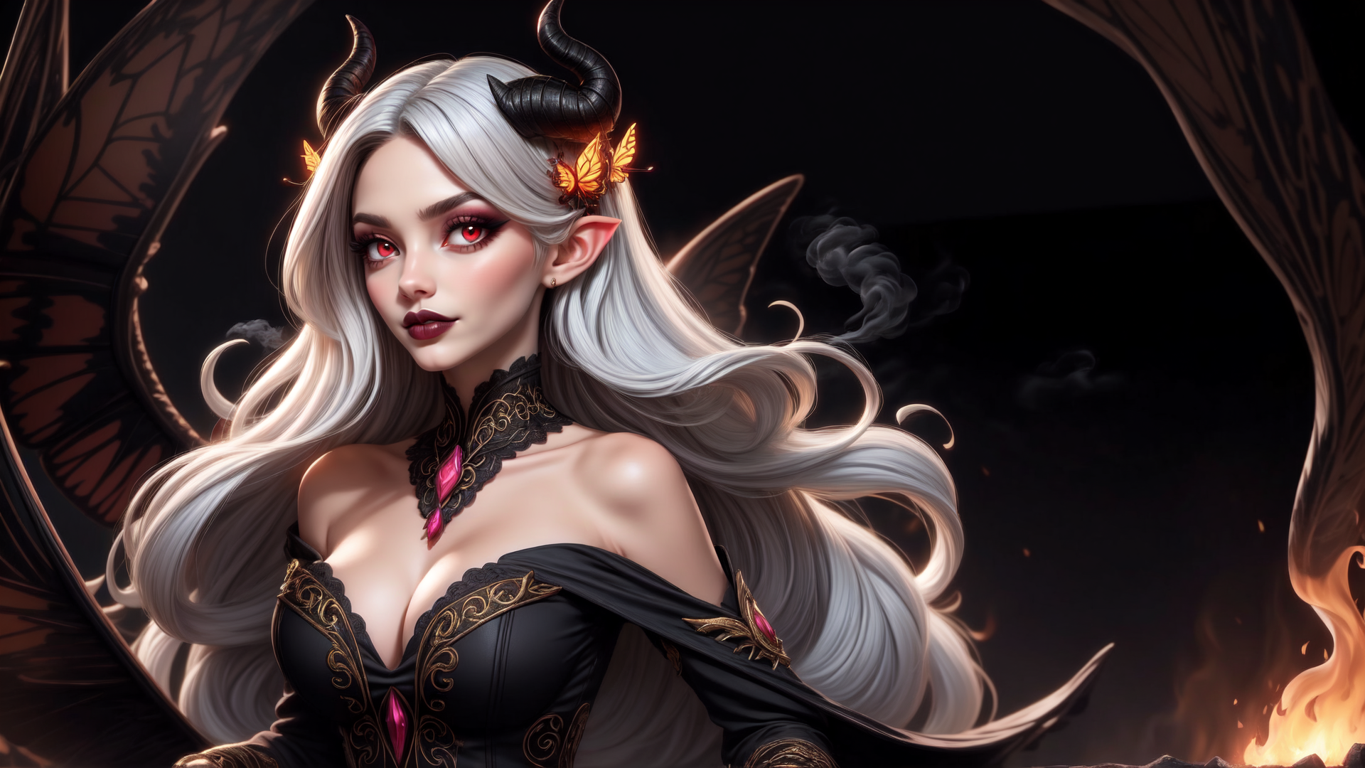 AI generated wallpaper featuring fairy, devil, butterfly, angel, demon