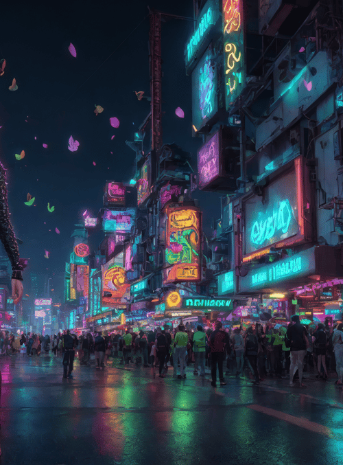 cyberpunk, woman, city