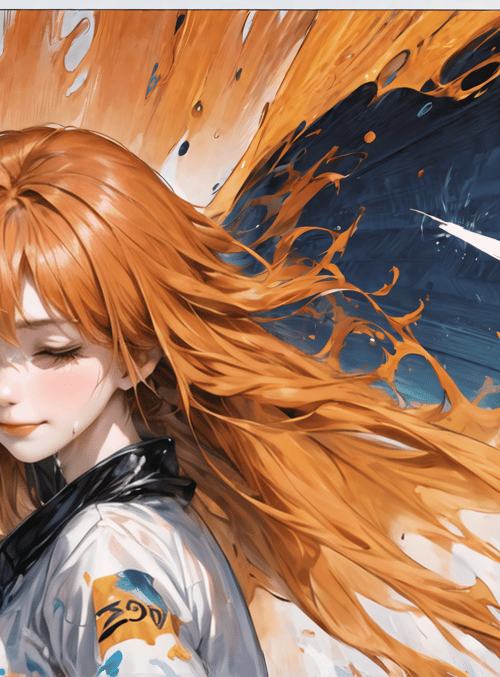 girl, hair, paint, splatter, jacket