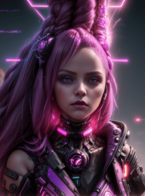 cyberpunk woman, neon, city