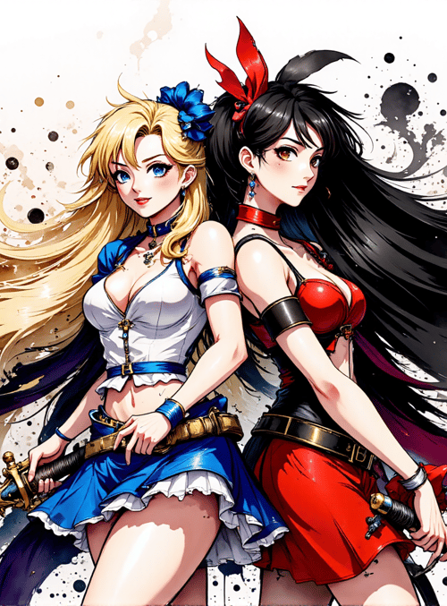 girls, swords, anime, characters, warriors