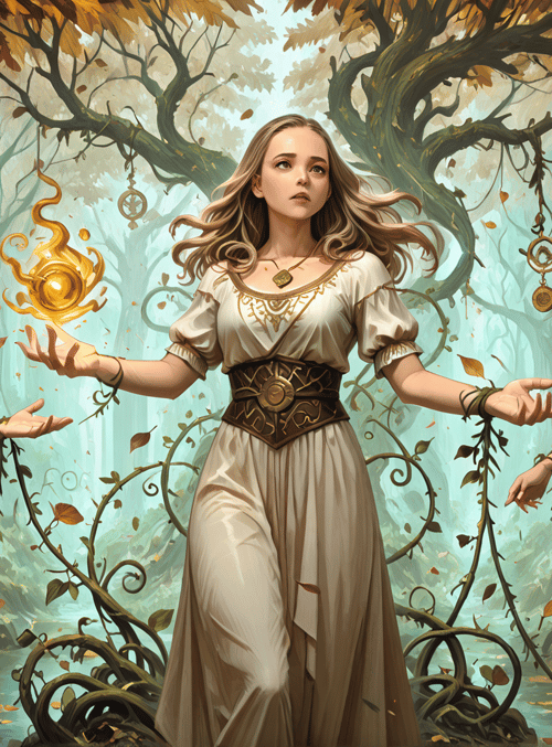 women, trees, forest, fire, magic