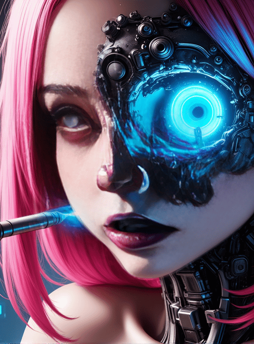 cyborg, woman, gadget
