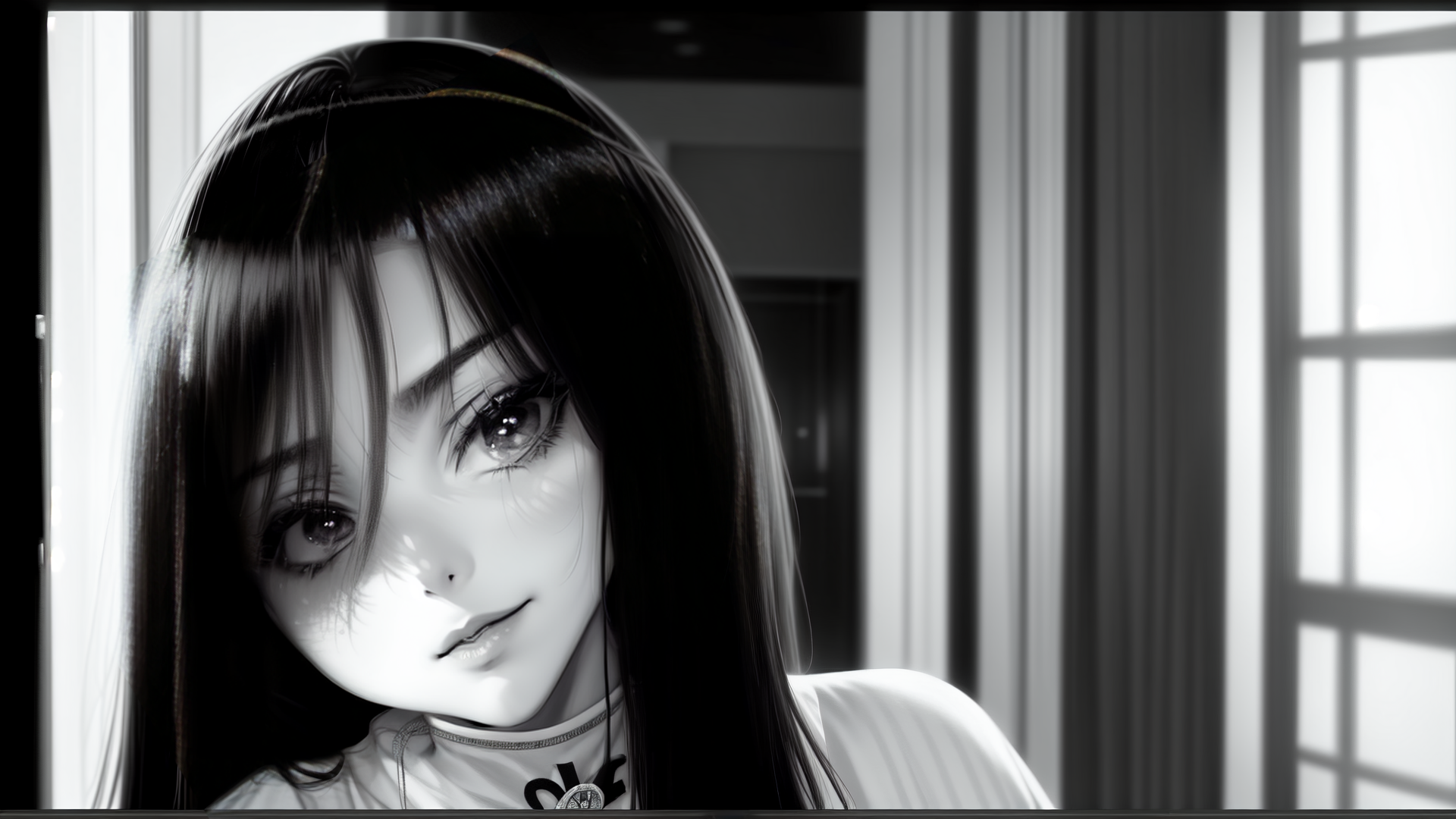 AI generated wallpaper featuring girl, woman, anime