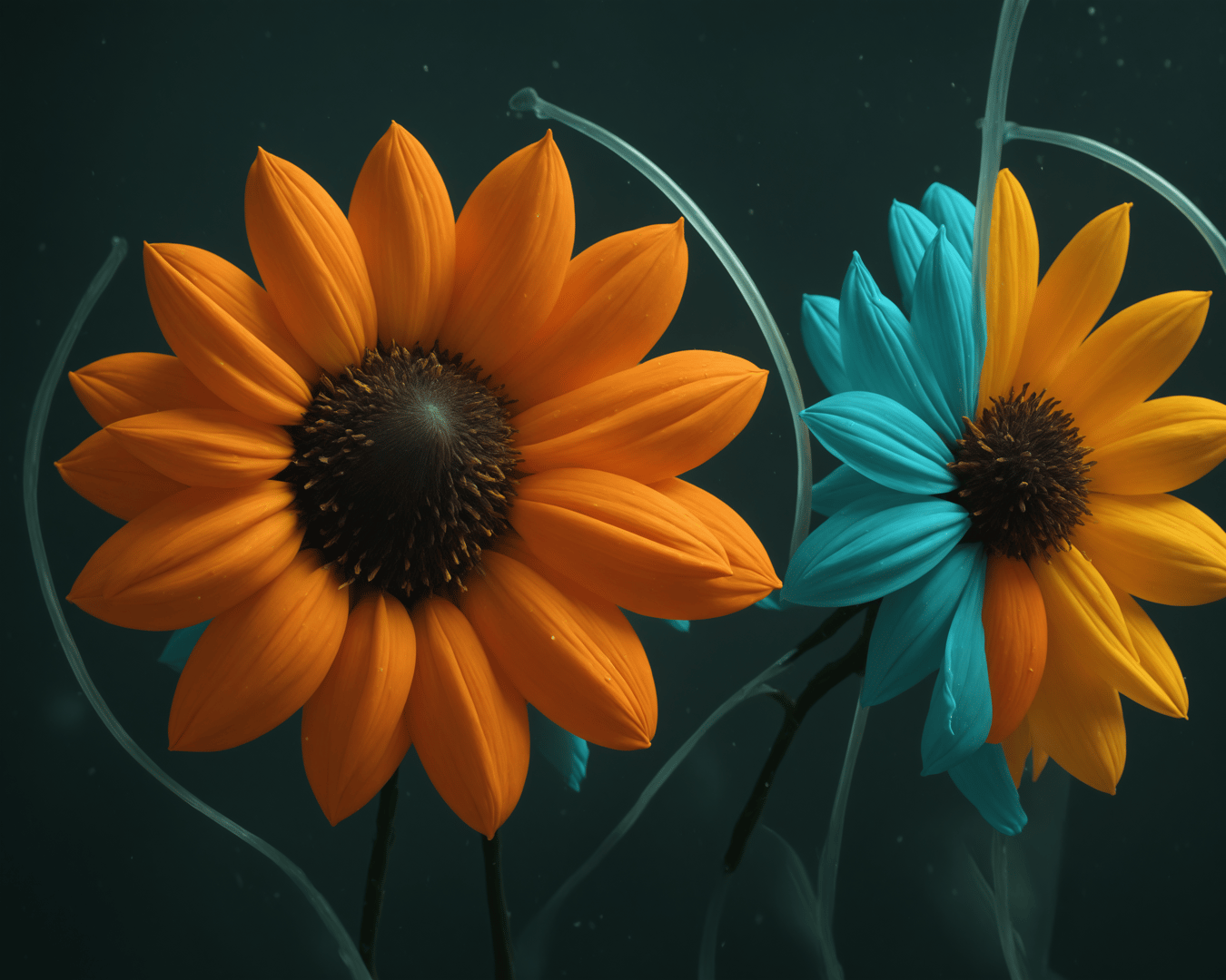 AI generated wallpaper featuring sunflowers, flowers, floral