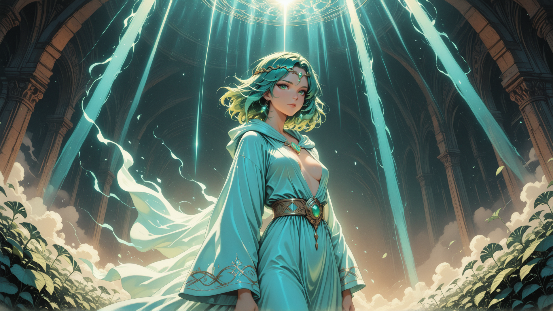 AI generated wallpaper featuring woman, mage, princess, noble, sorceress