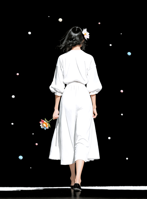 woman, dress, flower, stage