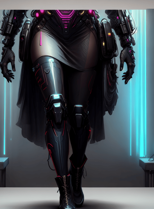 cyborg, armor, neon, gloves, leggings, machinery, cape, gears, light, devices