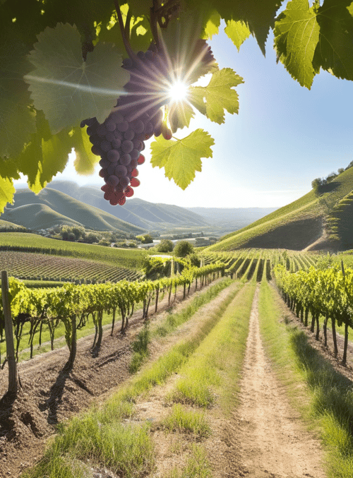 vineyard, grapes, sunlight