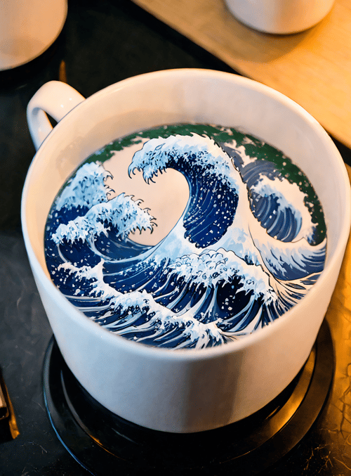 cup, wave, latte