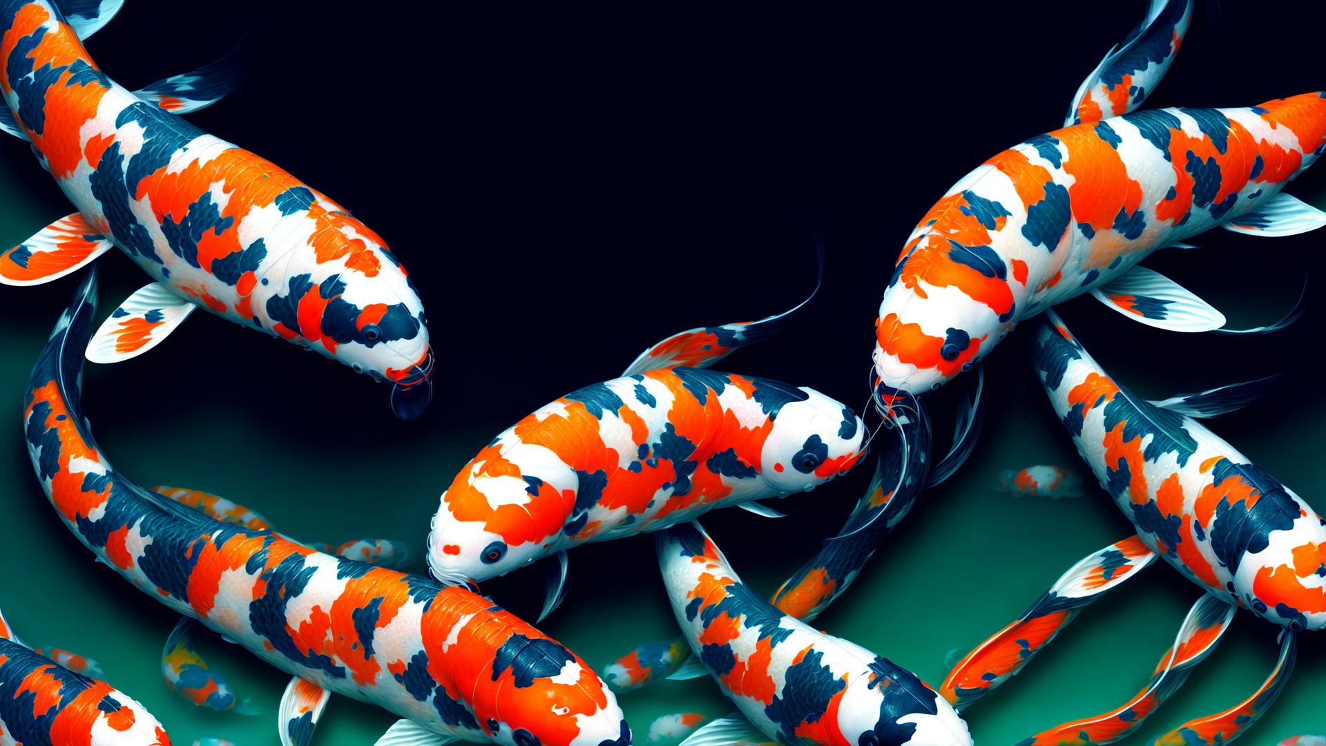 AI generated wallpaper featuring koi, fish, carp