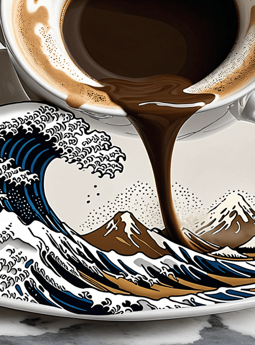 coffee, wave, mountain