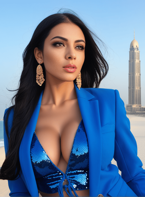 woman, beach, city