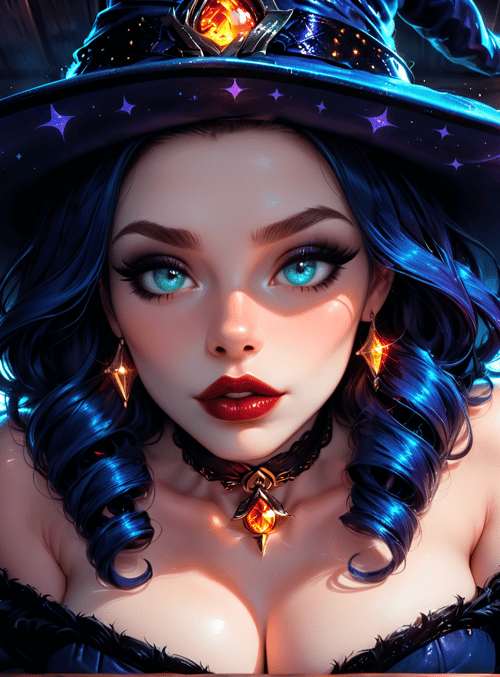witch, hat, bottle, hand, magic, moon, stars, choker, earring, fairy