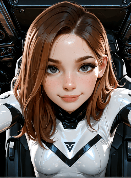 woman, robot, spaceship, pilot, gloves, seat