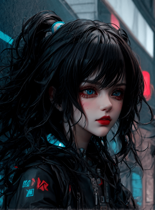 girl, cyberpunk, street