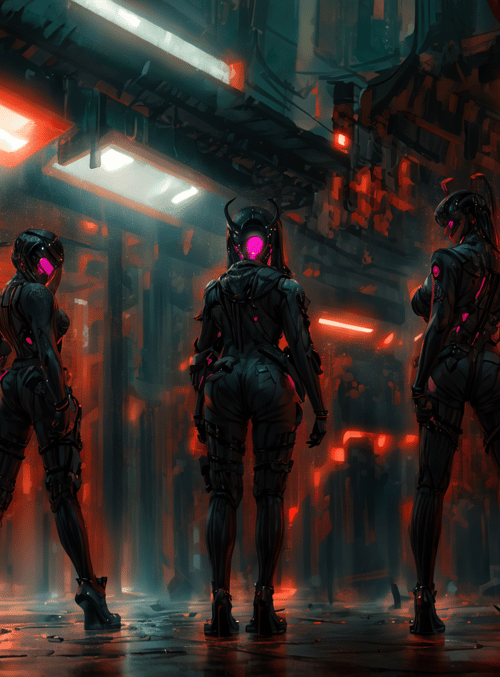 cyborg, women, neon