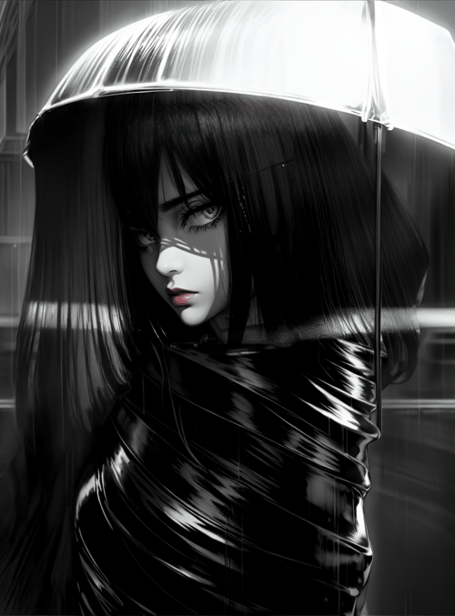 woman, umbrella, rain