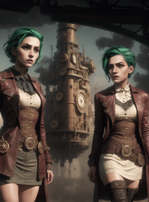women, steampunk, clock tower