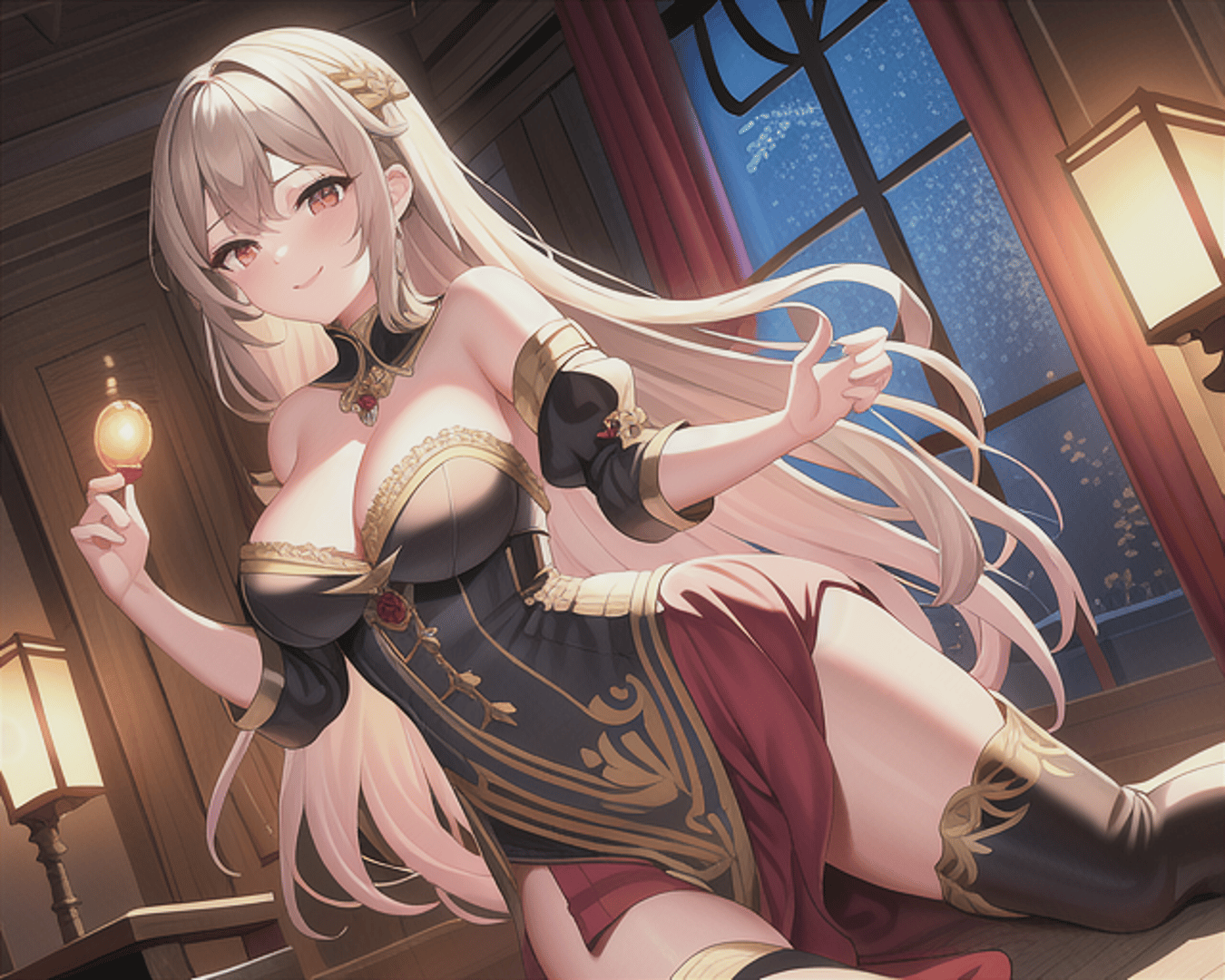 AI generated wallpaper featuring anime girl, lady, maid