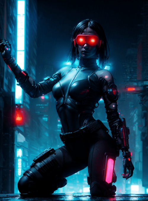 cyborg, woman, street
