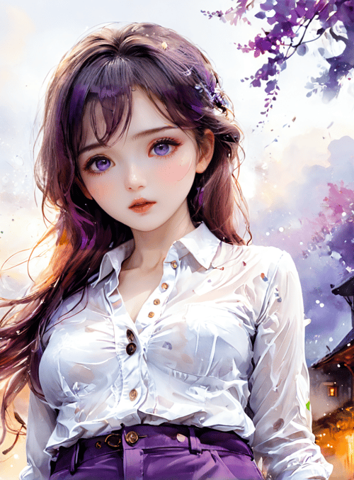 girl, street, flowers
