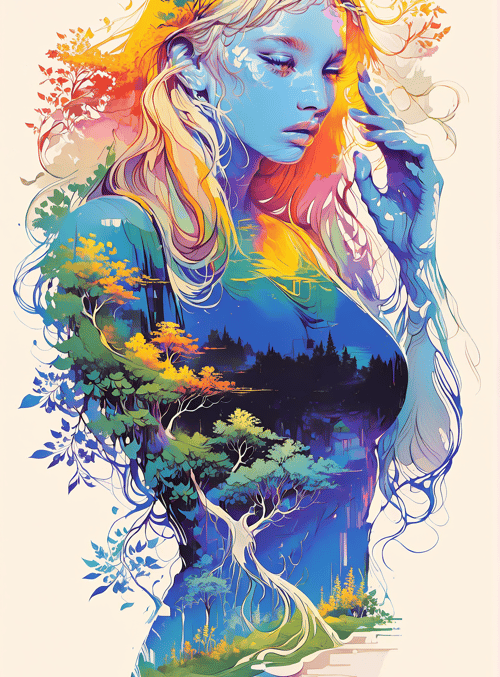woman, nature, trees, forest, landscape, hair