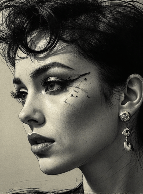 woman, hair, earrings, face, eyebrows